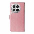 For Tecno Camon 30 Premier Embossed Butterfly Flowers Leather Phone Case(Rose Gold) - 3