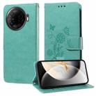 For Tecno Camon 30 Pro Embossed Butterfly Flowers Leather Phone Case(Green) - 1