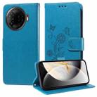 For Tecno Camon 30 Pro Embossed Butterfly Flowers Leather Phone Case(Blue) - 1