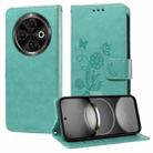 For Tecno Spark 30C Embossed Butterfly Flowers Leather Phone Case(Green) - 1