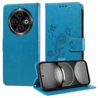 For Tecno Spark 30C Embossed Butterfly Flowers Leather Phone Case(Blue) - 1