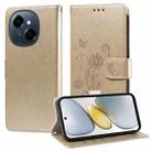 For Tecno Spark Go 1 / Pop 9 / Spark Go 2025 Embossed Butterfly Flowers Leather Phone Case(Gold) - 1