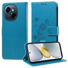 For Tecno Spark Go 1 / Pop 9 / Spark Go 2025 Embossed Butterfly Flowers Leather Phone Case(Blue) - 1