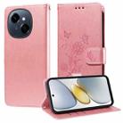 For Tecno Spark Go 1 / Pop 9 / Spark Go 2025 Embossed Butterfly Flowers Leather Phone Case(Rose Gold) - 1