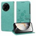 For Tecno Camon 30S / Camon 30S Pro Embossed Butterfly Flowers Leather Phone Case(Green) - 1