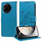 For Tecno Camon 30S / Camon 30S Pro Embossed Butterfly Flowers Leather Phone Case(Blue) - 1