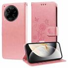 For Tecno Camon 30S / Camon 30S Pro Embossed Butterfly Flowers Leather Phone Case(Rose Gold) - 1