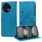 For Tecno Spark 30 Pro 4G Embossed Butterfly Flowers Leather Phone Case(Blue) - 1