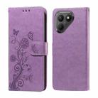 For Tecno Pova 7 5G Embossed Butterfly Flowers Leather Phone Case(Purple) - 1