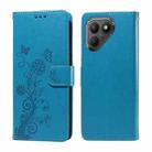 For Tecno Pova 7 5G Embossed Butterfly Flowers Leather Phone Case(Blue) - 1