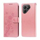 For Tecno Pova 7 5G Embossed Butterfly Flowers Leather Phone Case(Rose Gold) - 1