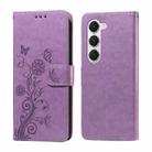 For Tecno Spark 40 Pro  4G Embossed Butterfly Flowers Leather Phone Case(Purple) - 1