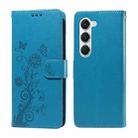 For Tecno Spark 40 Pro  4G Embossed Butterfly Flowers Leather Phone Case(Blue) - 1