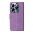 For Infinix Hot 40 / Hot 40 Pro Embossed Butterfly Flowers Leather Phone Case(Purple) - 3