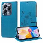 For Infinix Hot 40 / Hot 40 Pro Embossed Butterfly Flowers Leather Phone Case(Blue) - 1