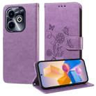 For Infinix Hot 40i Embossed Butterfly Flowers Leather Phone Case(Purple) - 1