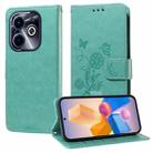 For Infinix Hot 40i Embossed Butterfly Flowers Leather Phone Case(Green) - 1