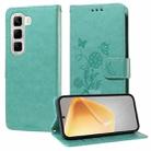 For Infinix Hot 50 4G Embossed Butterfly Flowers Leather Phone Case(Green) - 1