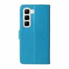 For Infinix Hot 50 4G Embossed Butterfly Flowers Leather Phone Case(Blue) - 3