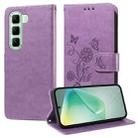 For Infinix Hot 50 5G Embossed Butterfly Flowers Leather Phone Case(Purple) - 1