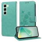 For Infinix Hot 50 5G Embossed Butterfly Flowers Leather Phone Case(Green) - 1