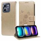 For Infinix Hot 50i / Smart 9 Embossed Butterfly Flowers Leather Phone Case(Gold) - 1