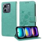 For Infinix Hot 50i / Smart 9 Embossed Butterfly Flowers Leather Phone Case(Green) - 1