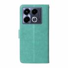 For Infinix Note 40 4G Embossed Butterfly Flowers Leather Phone Case(Green) - 3