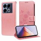 For Infinix Note 40 4G Embossed Butterfly Flowers Leather Phone Case(Rose Gold) - 1