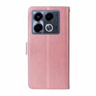 For Infinix Note 40 4G Embossed Butterfly Flowers Leather Phone Case(Rose Gold) - 3