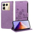 For Infinix Note 40 5G Embossed Butterfly Flowers Leather Phone Case(Purple) - 1