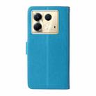 For Infinix Note 40 5G Embossed Butterfly Flowers Leather Phone Case(Blue) - 3