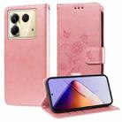 For Infinix Note 40 5G Embossed Butterfly Flowers Leather Phone Case(Rose Gold) - 1