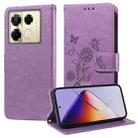 For Infinix Note 40 Pro 4G / 5G / Note 40 Pro+ Embossed Butterfly Flowers Leather Phone Case(Purple) - 1