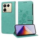 For Infinix Note 40 Pro 4G / 5G / Note 40 Pro+ Embossed Butterfly Flowers Leather Phone Case(Green) - 1