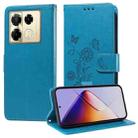 For Infinix Note 40 Pro 4G / 5G / Note 40 Pro+ Embossed Butterfly Flowers Leather Phone Case(Blue) - 1