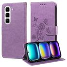For Infinix Hot 50 Pro+ 4G Embossed Butterfly Flowers Leather Phone Case(Purple) - 1