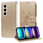 For Infinix Hot 50 Pro+ 4G Embossed Butterfly Flowers Leather Phone Case(Gold) - 1