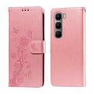 For Infinix Hot 60 4G / Hot 60i 4G Embossed Butterfly Flowers Leather Phone Case(Rose Gold) - 1