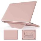 For MacBook Air 13.3 inch A2337 Business Magnetic Holder PC + PU Laptop Protective Case(Pink) - 1