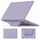 For MacBook Air 15.3 inch A3114 / A2941 Fabric Magnetic Holder Laptop Protective Case(Purple) - 1