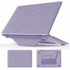 For MacBook Air 13.3 inch A2337 Fabric Magnetic Holder Laptop Protective Case(Purple) - 1