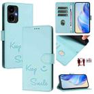 For Boost Mobile Celero 5G 2024 Smile Embossing RFID Leather Phone Case(Mint Green) - 1