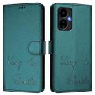 For Boost Mobile Celero 5G 2024 Smile Embossing RFID Leather Phone Case(Peacock Green) - 3