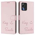 For Boost Mobile Celero 5G SC Smile Embossing RFID Leather Phone Case(Pink) - 3