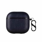 For AirPods 4 Leather Earphone Protective Case with Hook(Blue) - 1