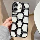 For iPhone 11 Electroplating Laser Engraving 3D Honeycomb Clear TPU Phone Case(Black) - 1