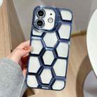 For iPhone 11 Electroplating Laser Engraving 3D Honeycomb Clear TPU Phone Case(Blue) - 1