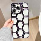 For iPhone 11 Pro Max Electroplating Laser Engraving 3D Honeycomb Clear TPU Phone Case(Purple) - 1