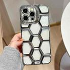 For iPhone 12 Pro Electroplating Laser Engraving 3D Honeycomb Clear TPU Phone Case(Silver) - 1